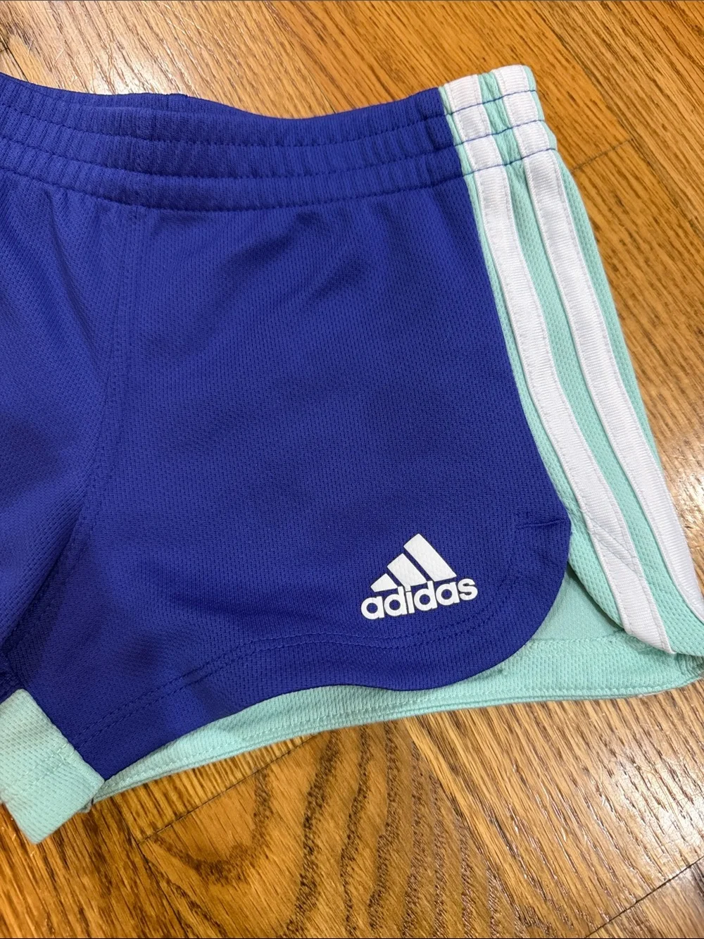 Girl’s Adidas Shorts. Size 3T. Excellent Condition. Purple and Mint Color.